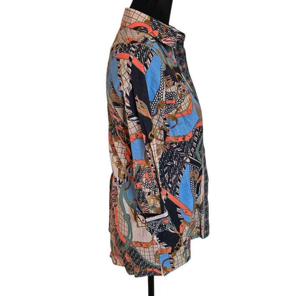 Gretchen Scott 3/4 Sleeve Button Up Boyfriend Blouse Multicolor Size Shrimp (XS) - Picture 5 of 10